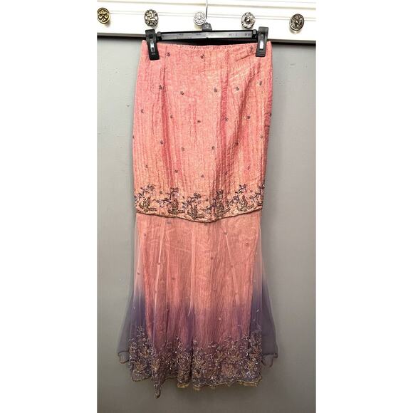 Y2K Fairycore Skirt Womens 4 Maxi Beaded Flounce Vintage Whimsical Feminine - Picture 1 of 10